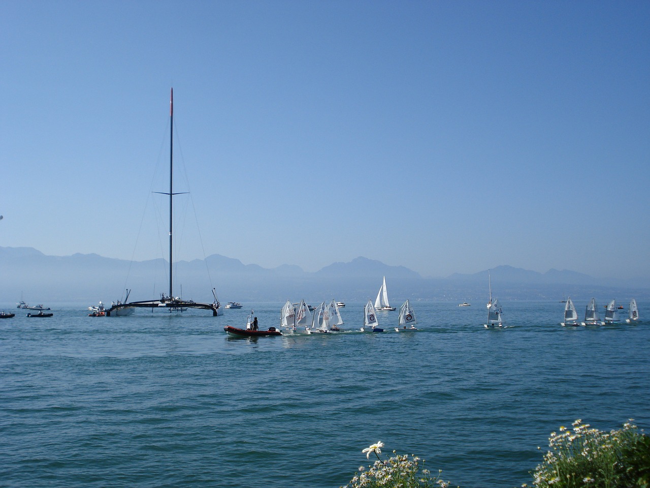 catamaran alinghi lake geneva free photo