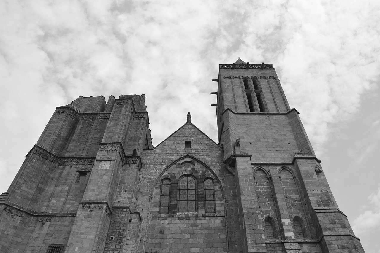 cathedral dol de bretagne photo black white free photo
