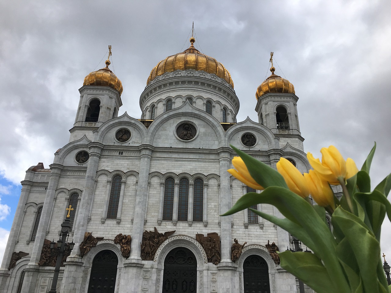 cathedral of christ the savior cathedral tulips free photo