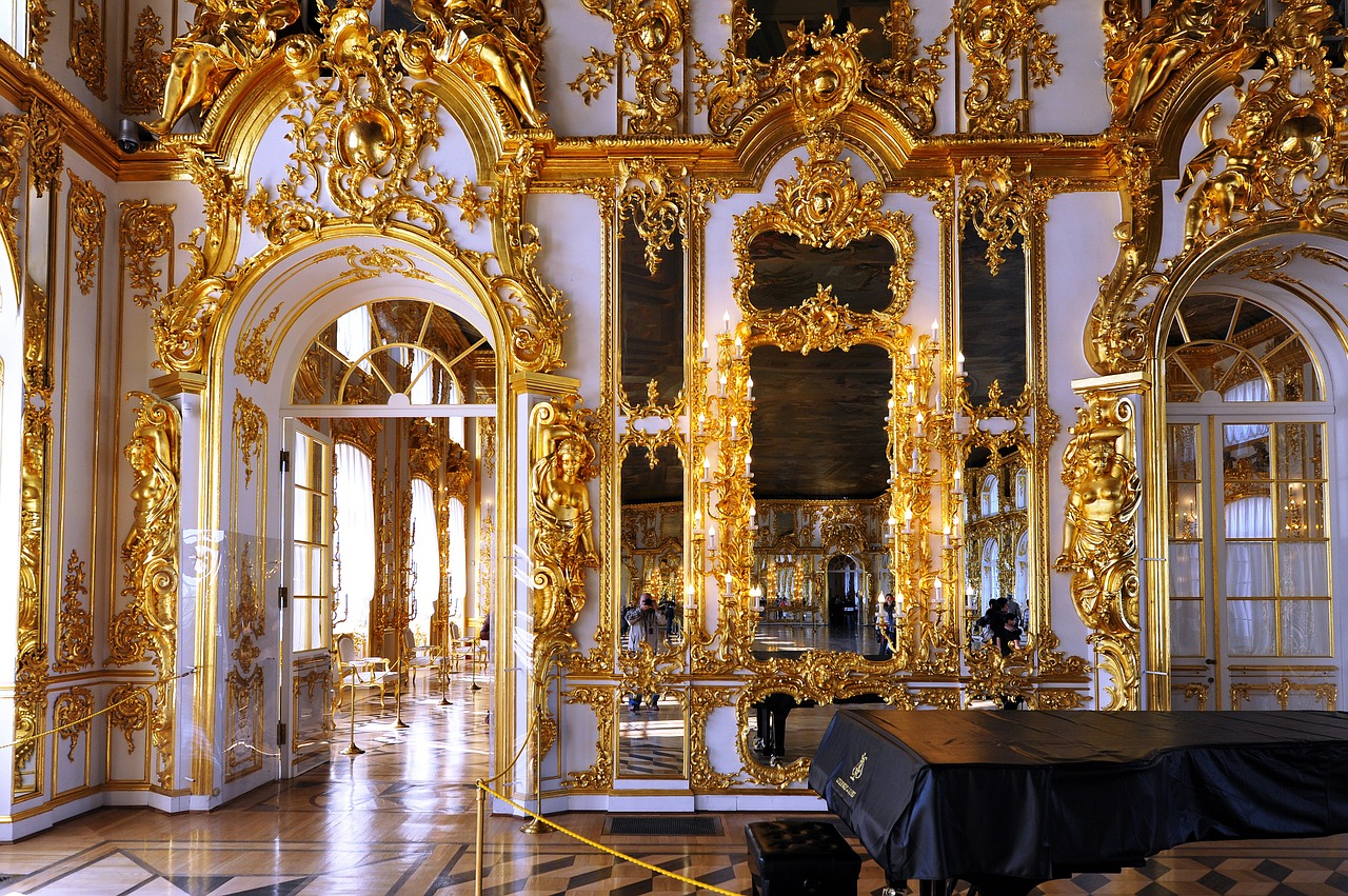 catherine's palace interior ornament free photo