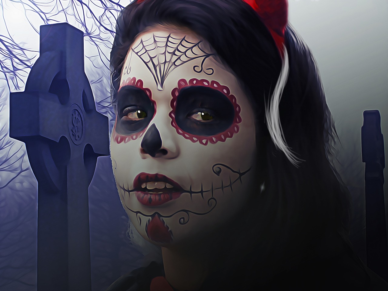 catrina sugar skull day of the dead free photo