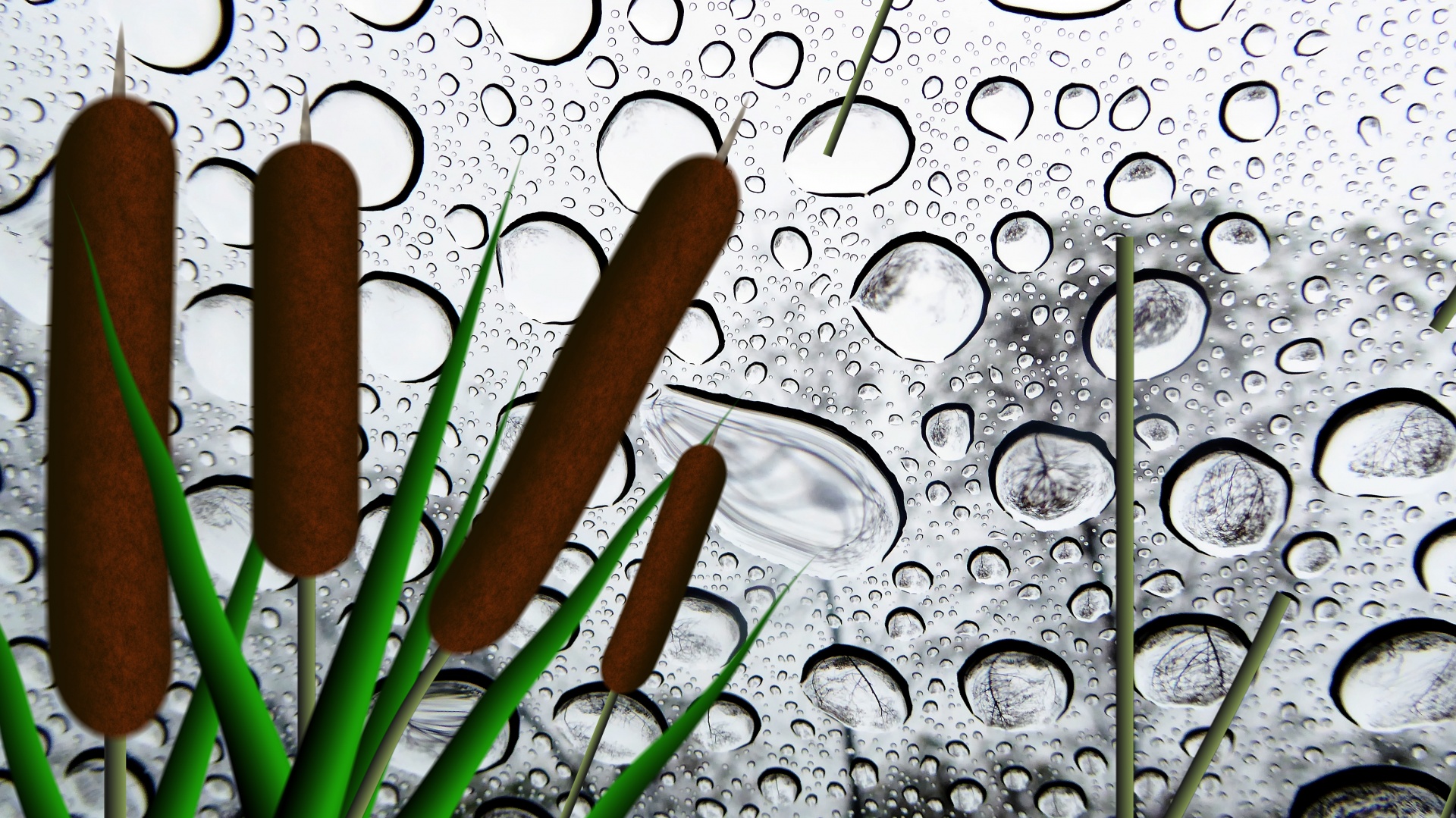 cattails cat tails wet free photo