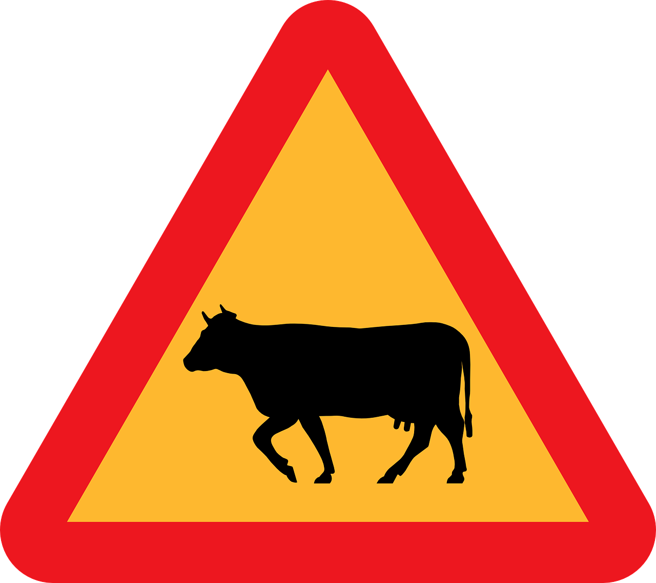 cattle crossing roadsign road sign free photo