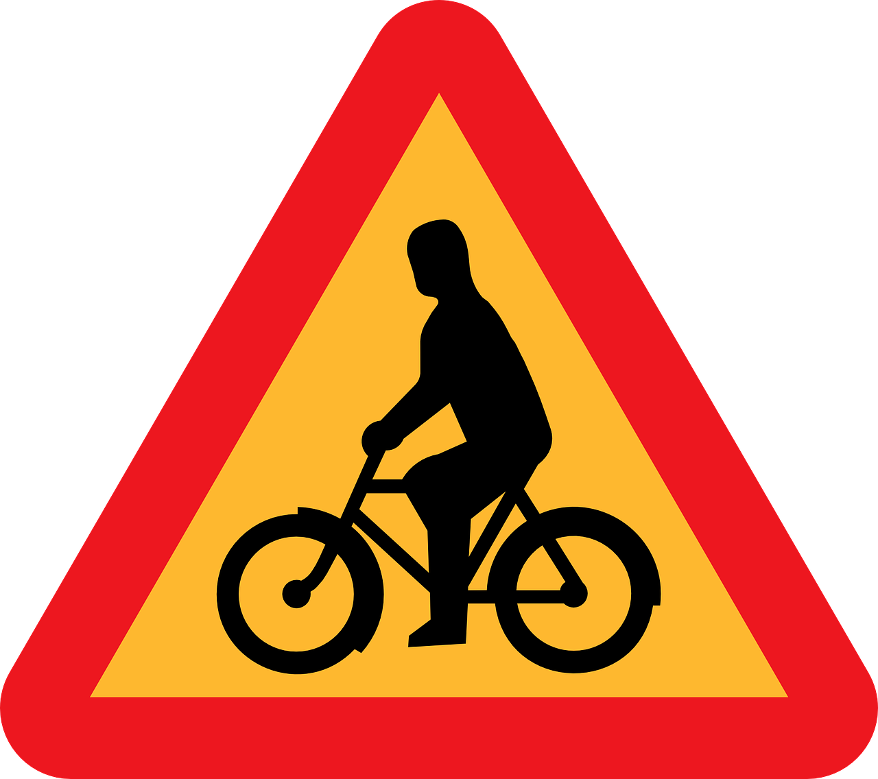 caution bicyclist bicycle crossing bike crossing free photo