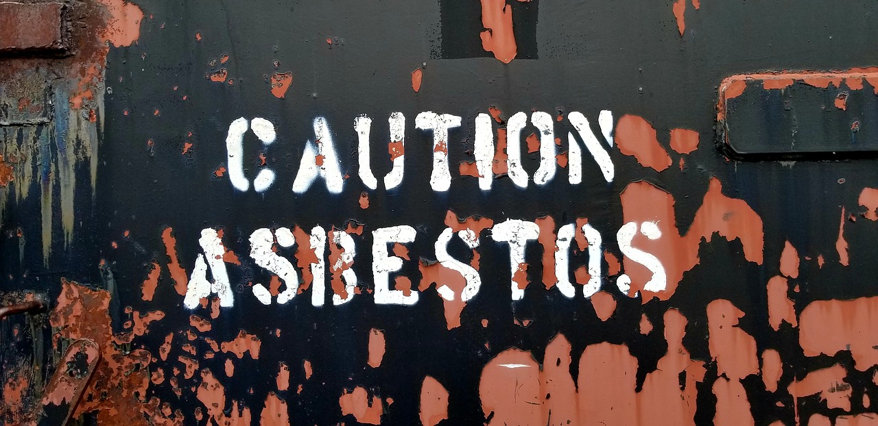 caution sign  asbestos  rust free photo