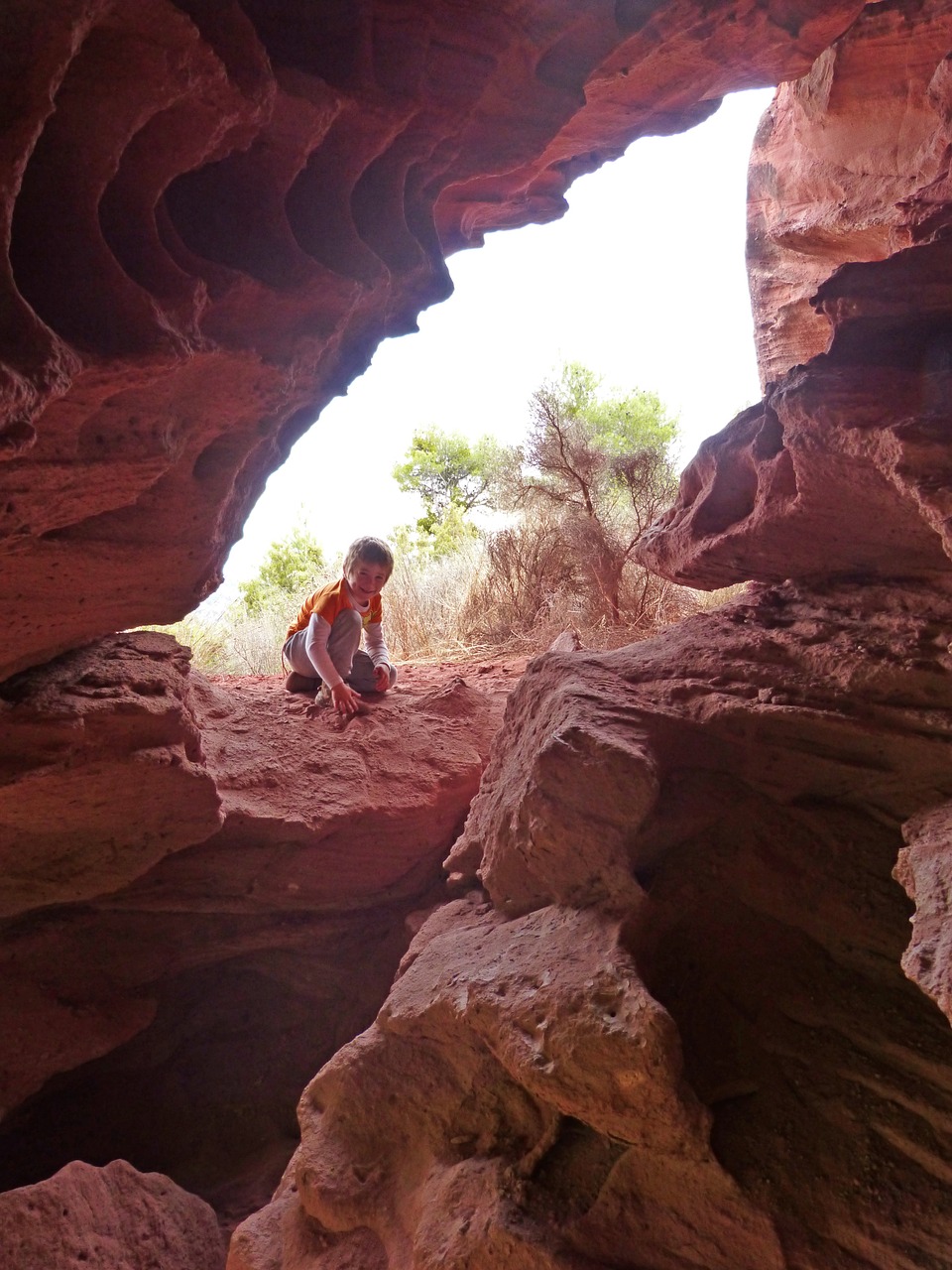 cave red sandstone child free photo