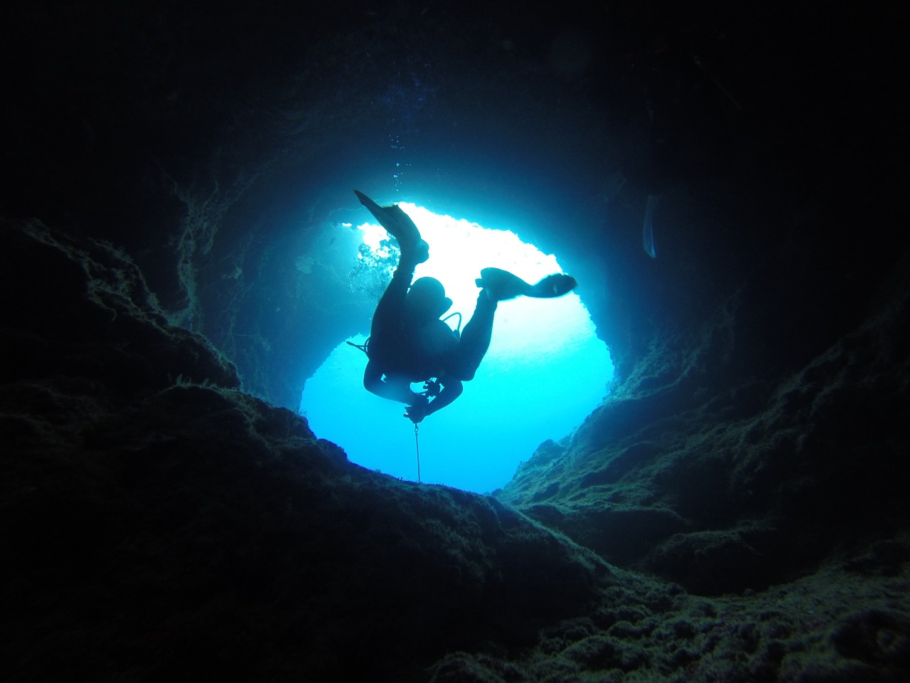 cave diving palau free photo