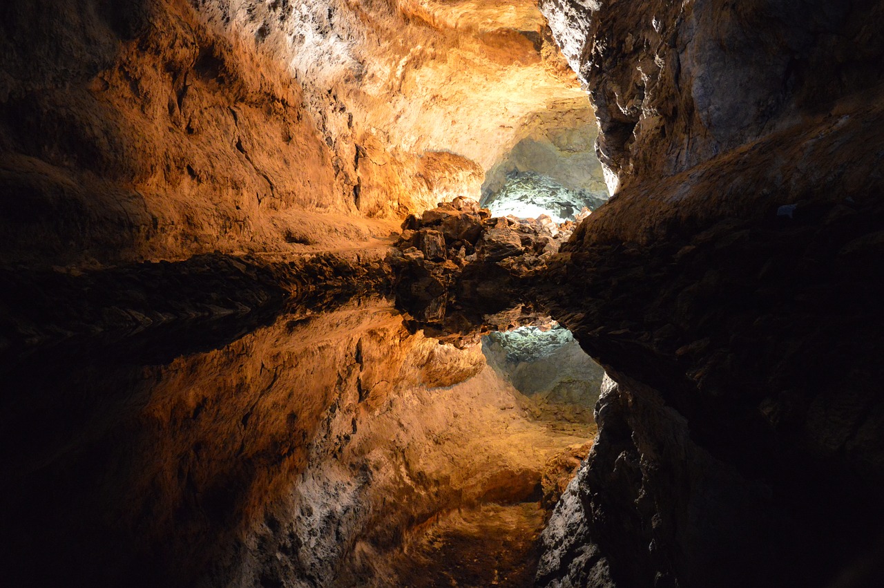 cave reflections lights free photo