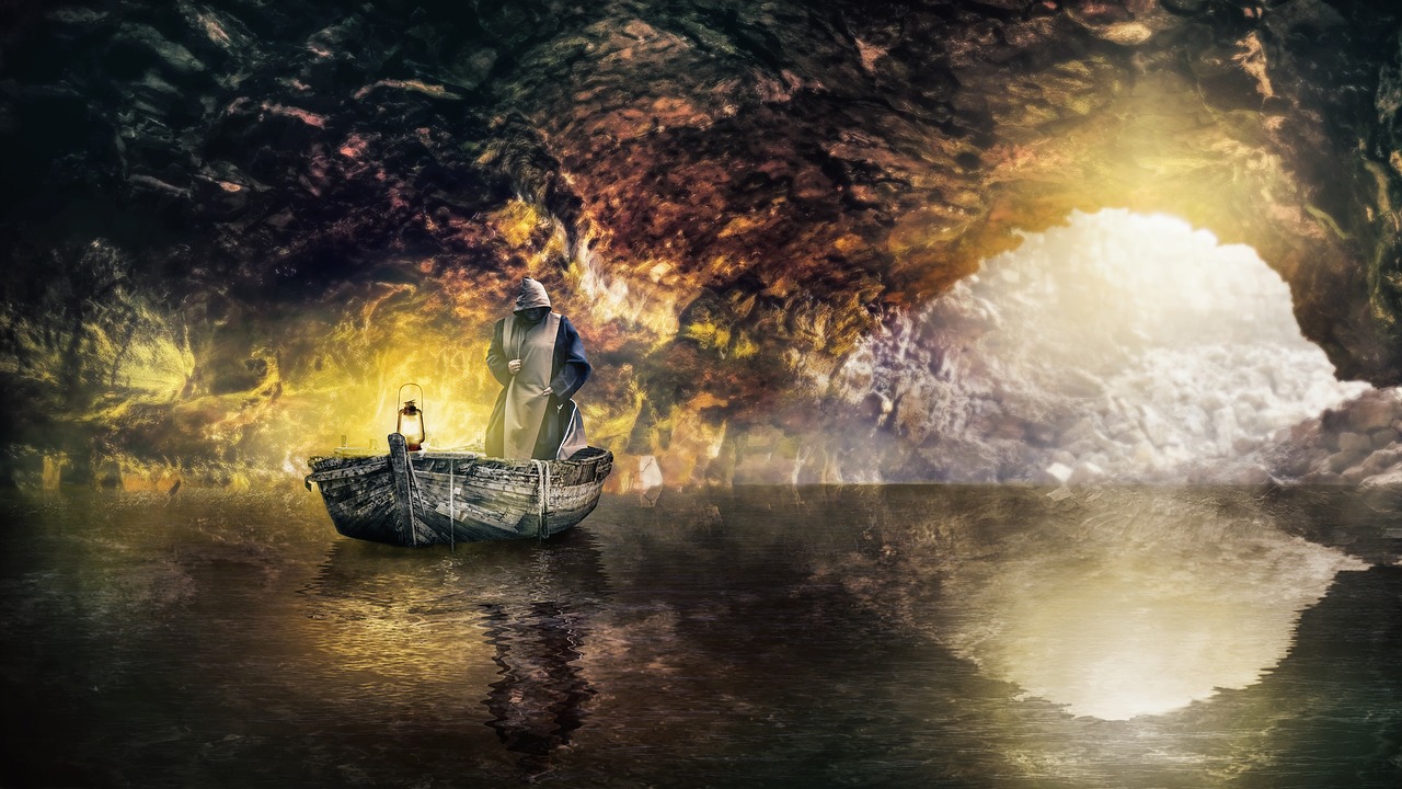 cave  monk  boat free photo
