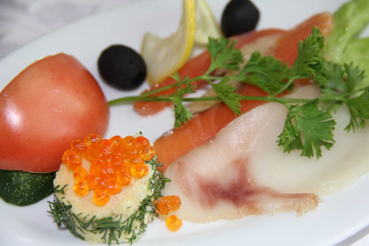 caviar salmon olives free photo