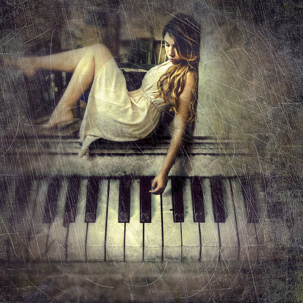 cd cover woman piano free photo