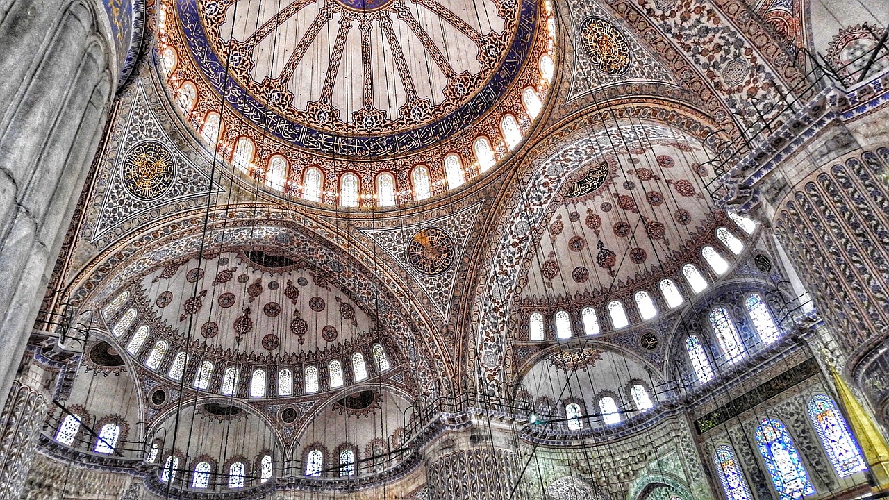 ceiling blue mosque istanbul free photo