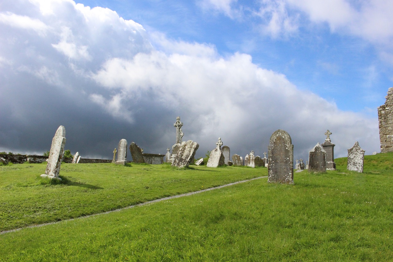 cemetery grave clouds free photo