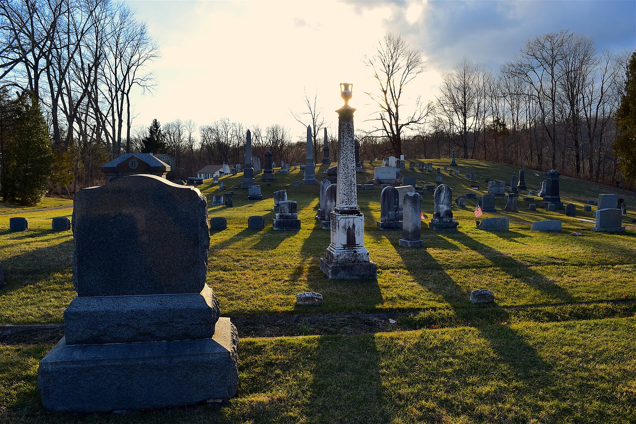 cemetery sunset shadows free photo