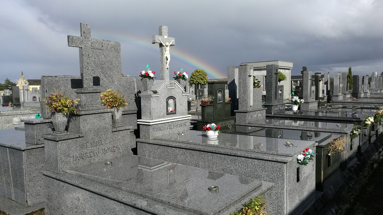 cemetery tombstone rainbow free photo