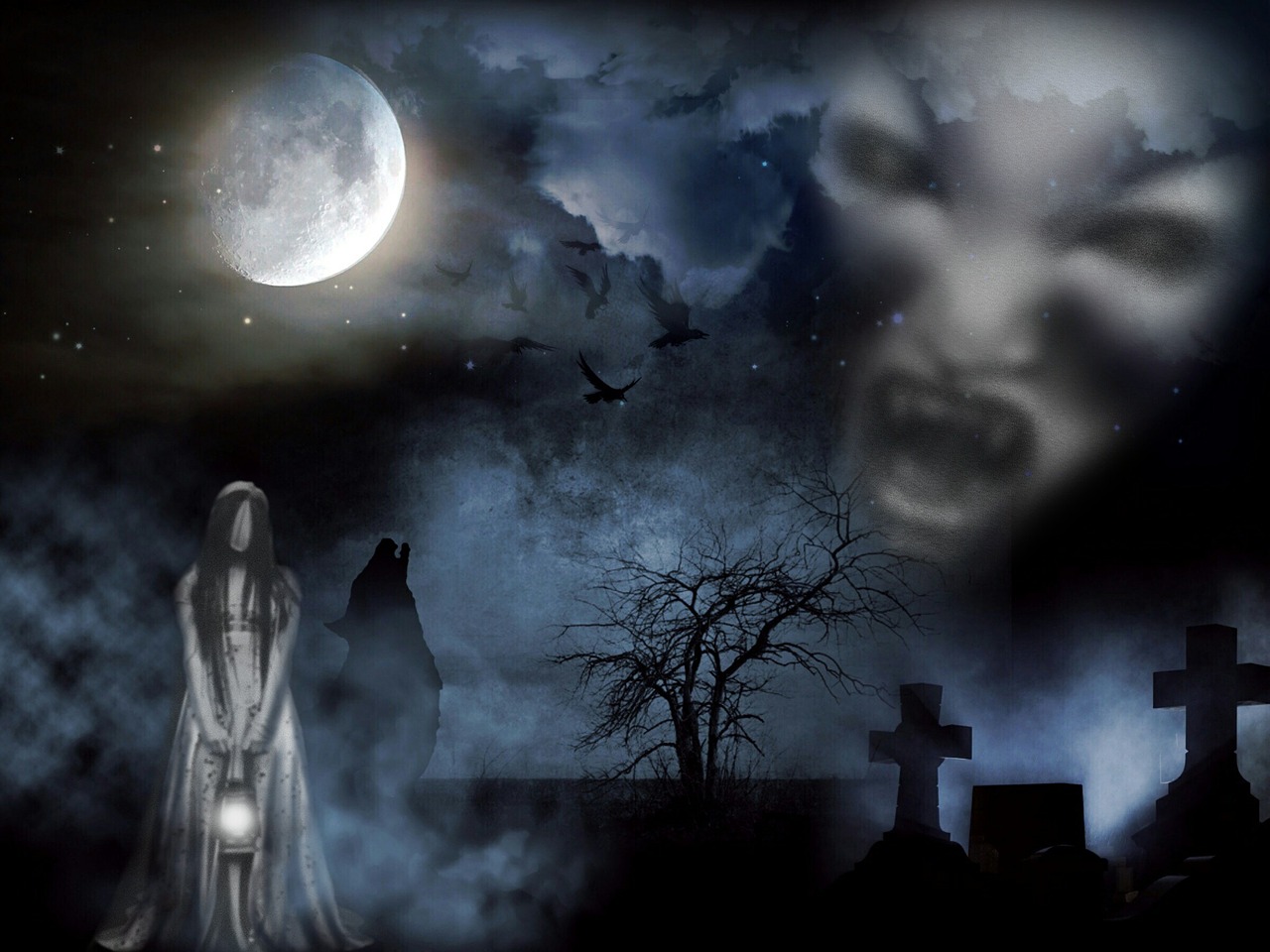 cemetery creepy ghosts free photo