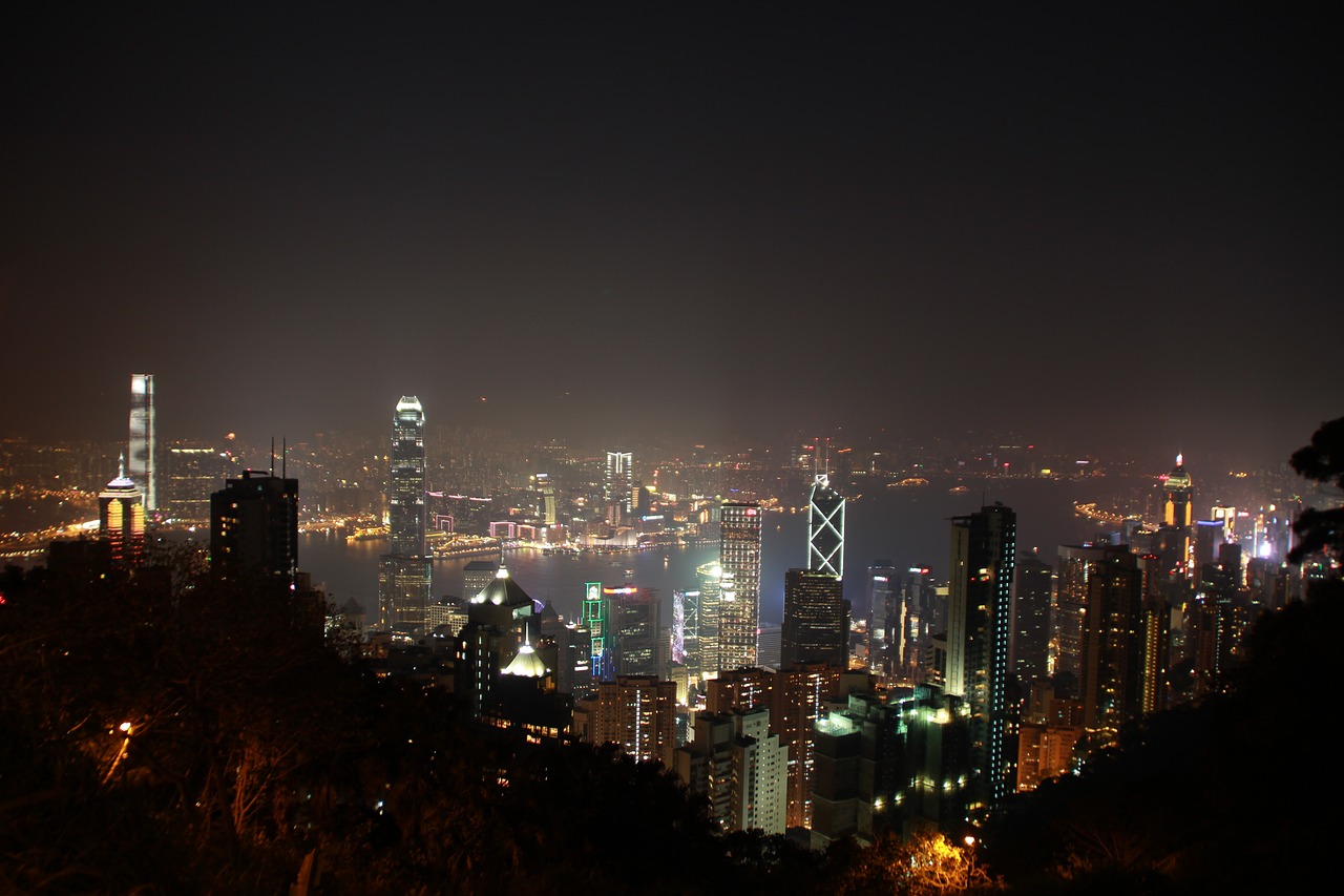 central hong kong night view big city free photo