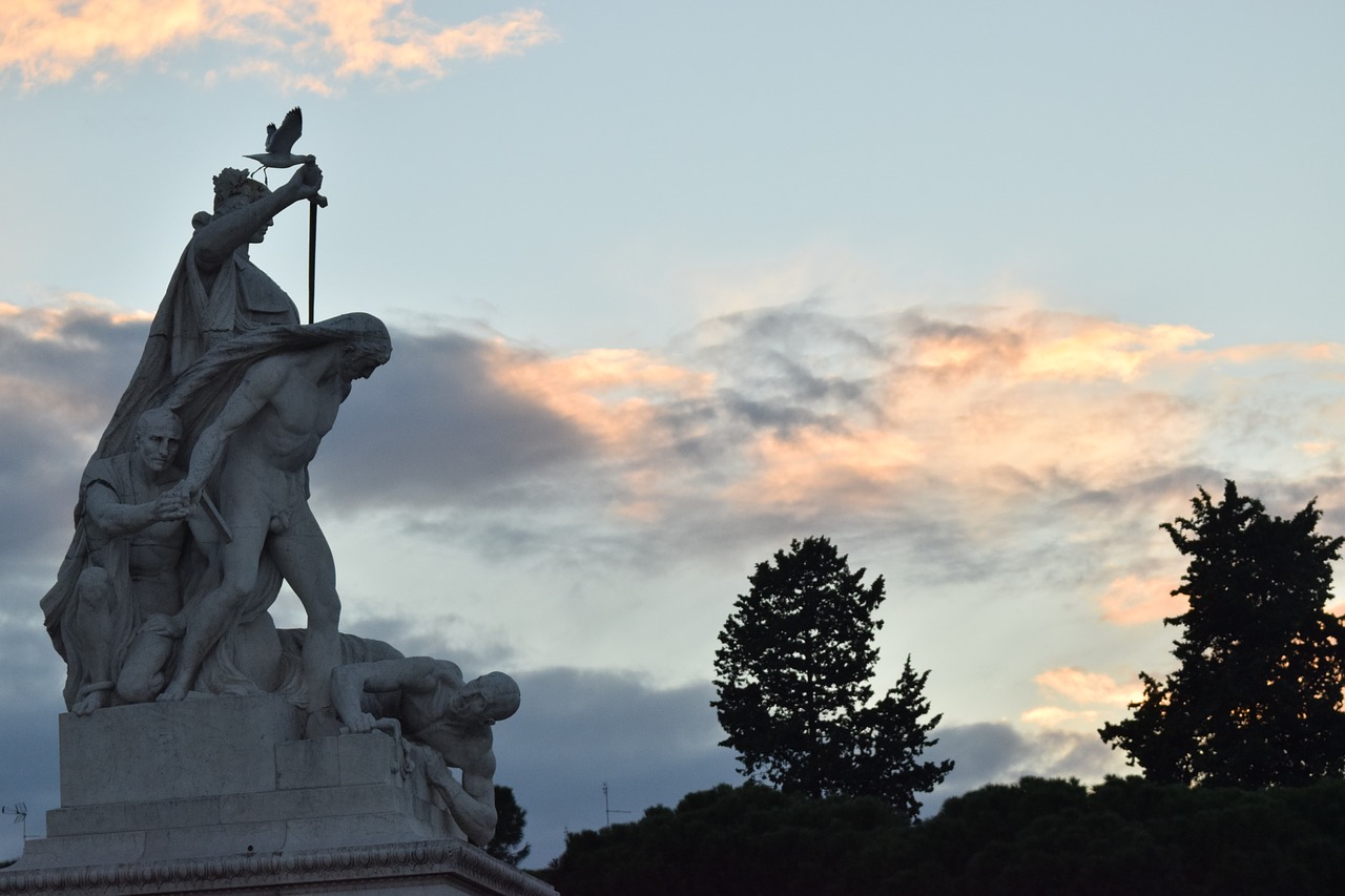 centre rome  victorian statues  backlight free photo
