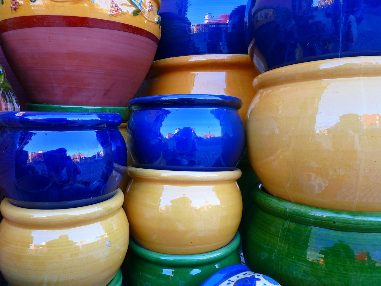 ceramic pots colorful free photo