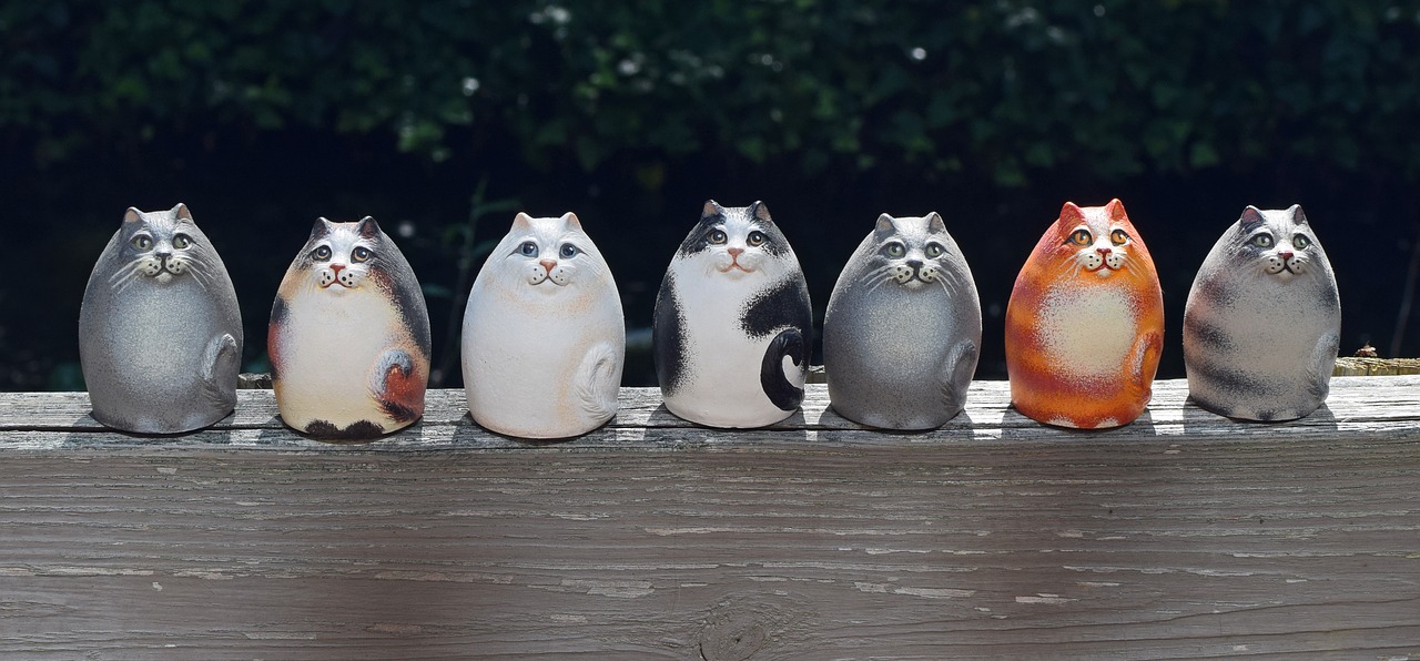 ceramic cats handmade art free photo