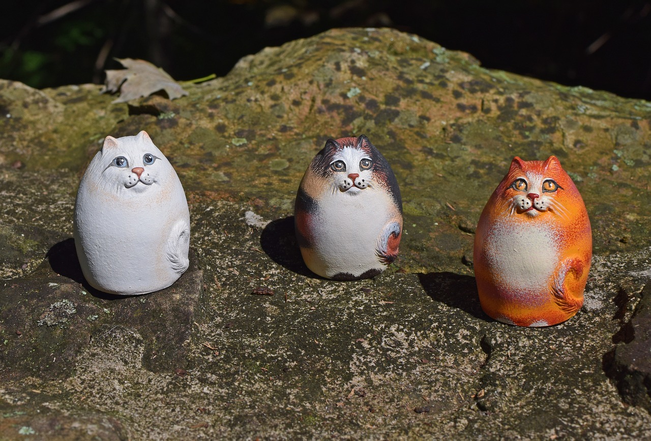 ceramic cats handmade art free photo