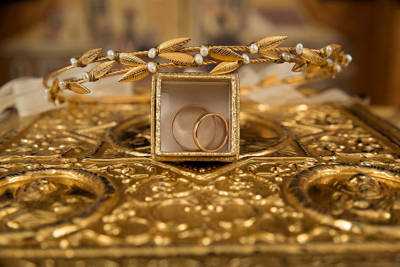 ceremony gold rings orthodox free photo