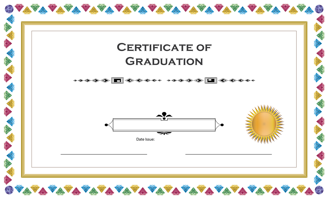 certificate graduation gems free photo