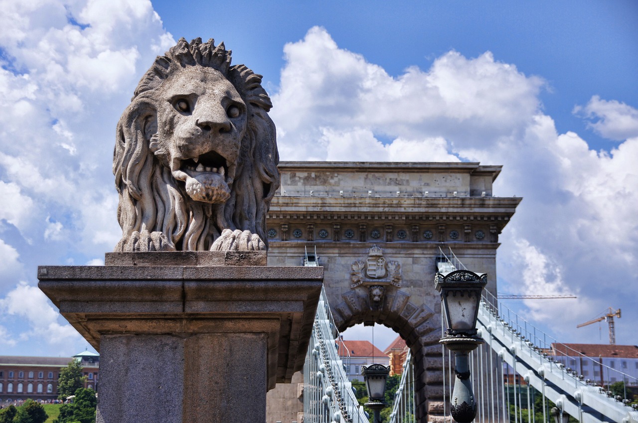 chain bridge bridge lion free photo