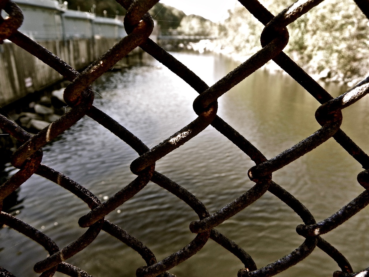 chain fence bridge rust free photo