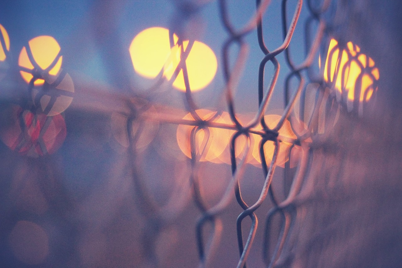 chainlink fence lights free photo