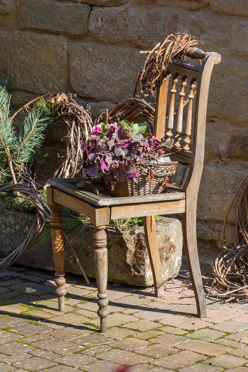 chair flowers sit free photo