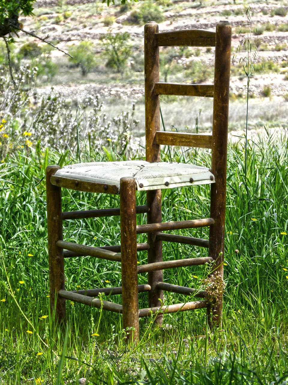 chair field old free photo