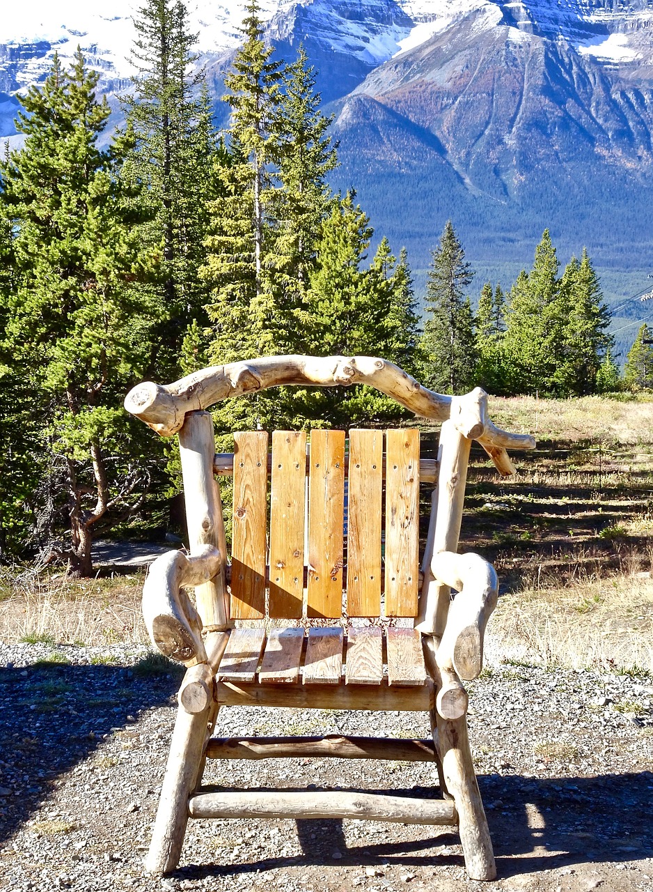 chair rustic mountains free photo