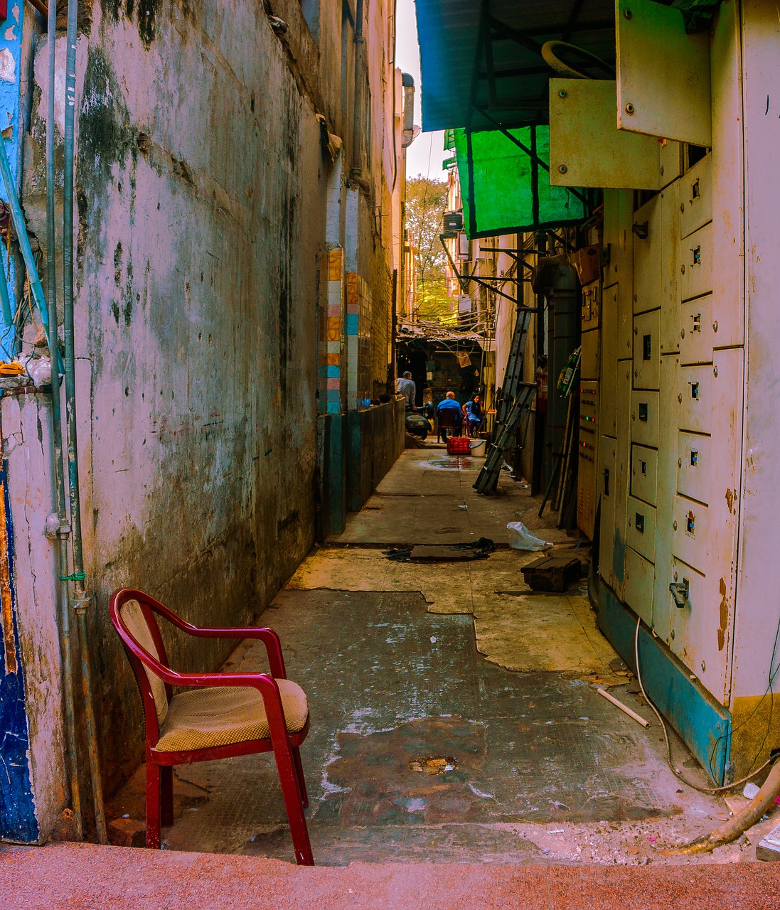 chair color pallet empty street free photo