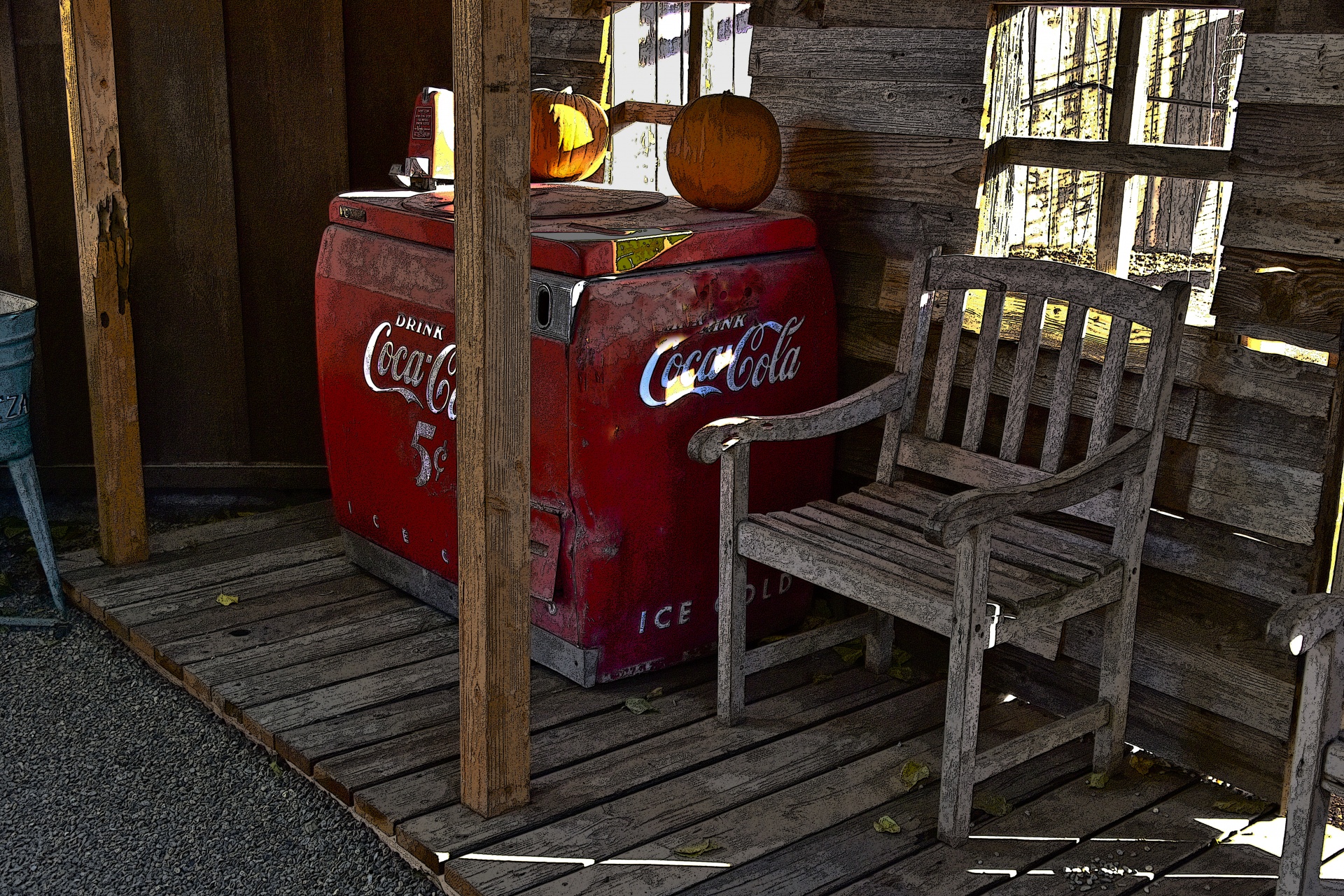 wood chair porch coke cola free photo
