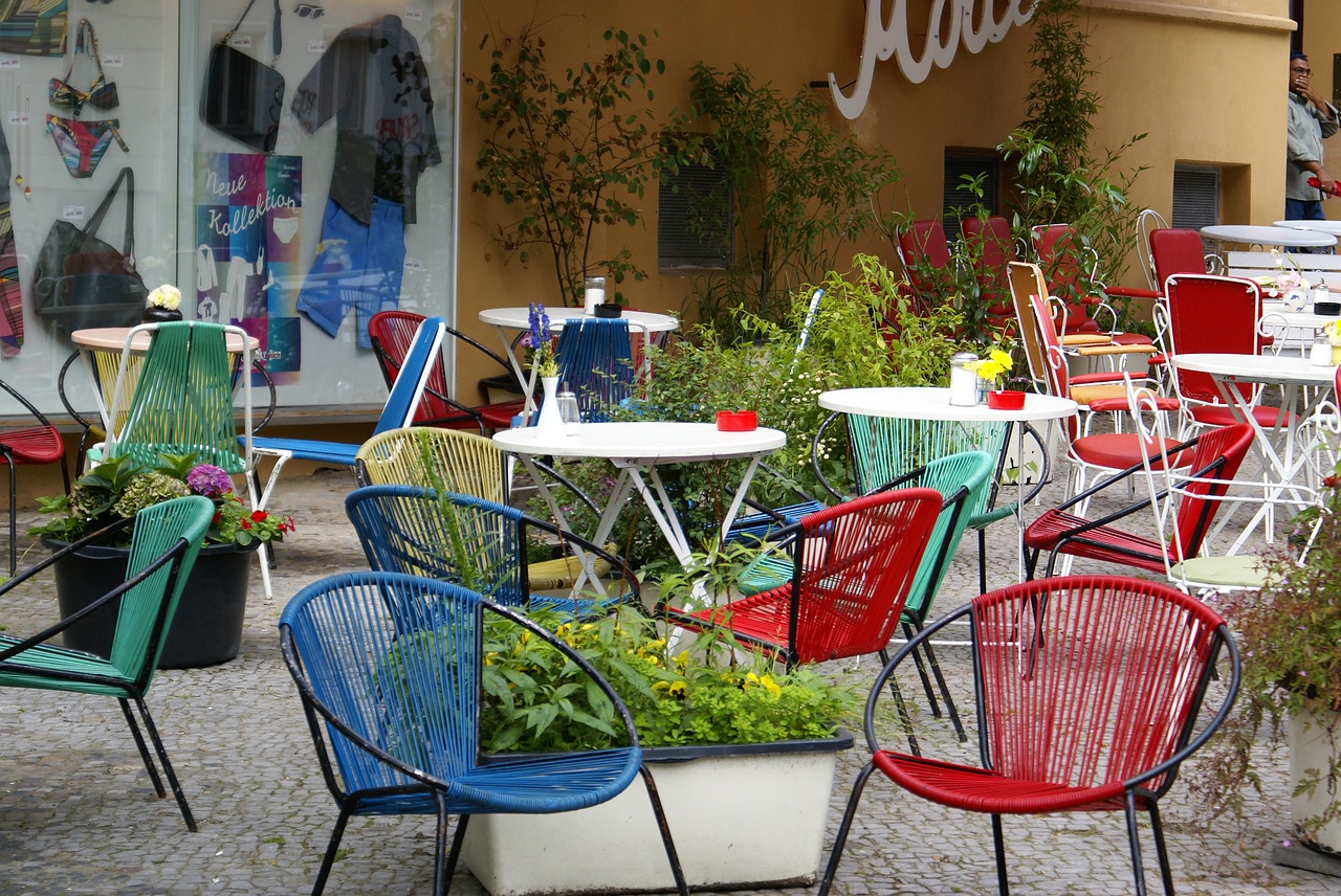 chairs colorful chairs in the cafe free photo