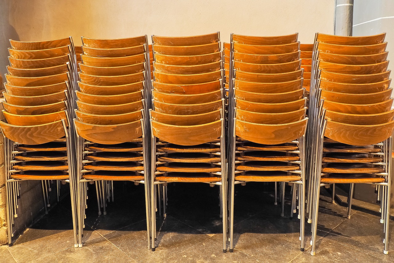 chairs stacked stack free photo