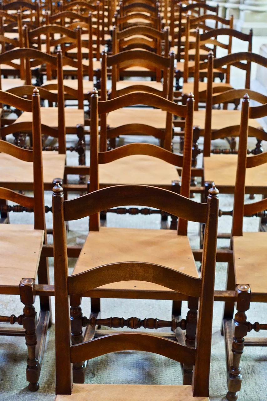 chairs  rows  wooden free photo