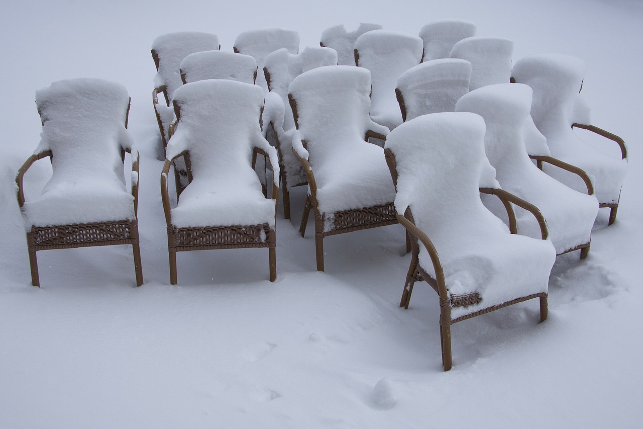 chairs beer garden snowy free photo