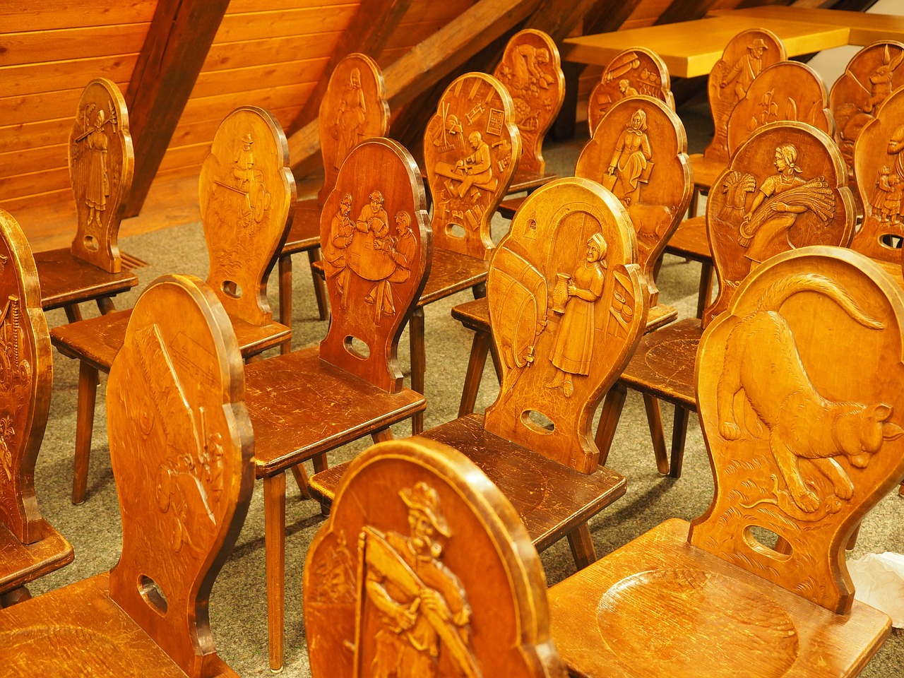 chairs carved wood free photo