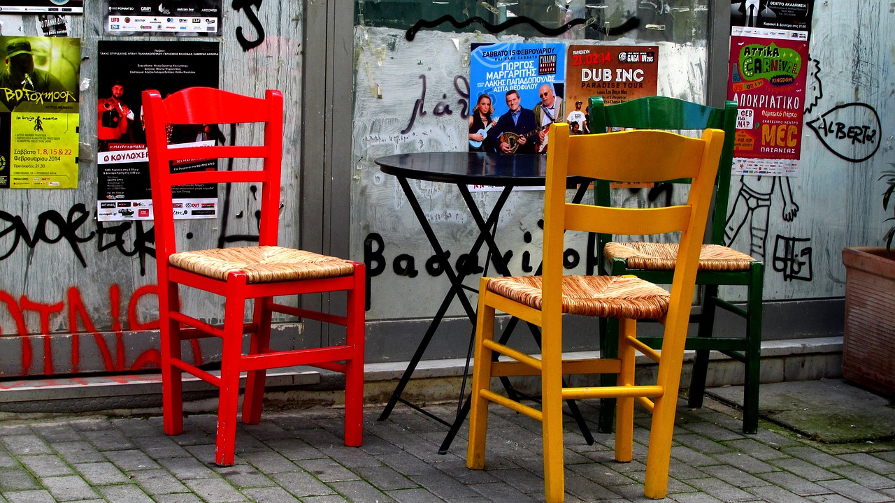 chairs color greece free photo