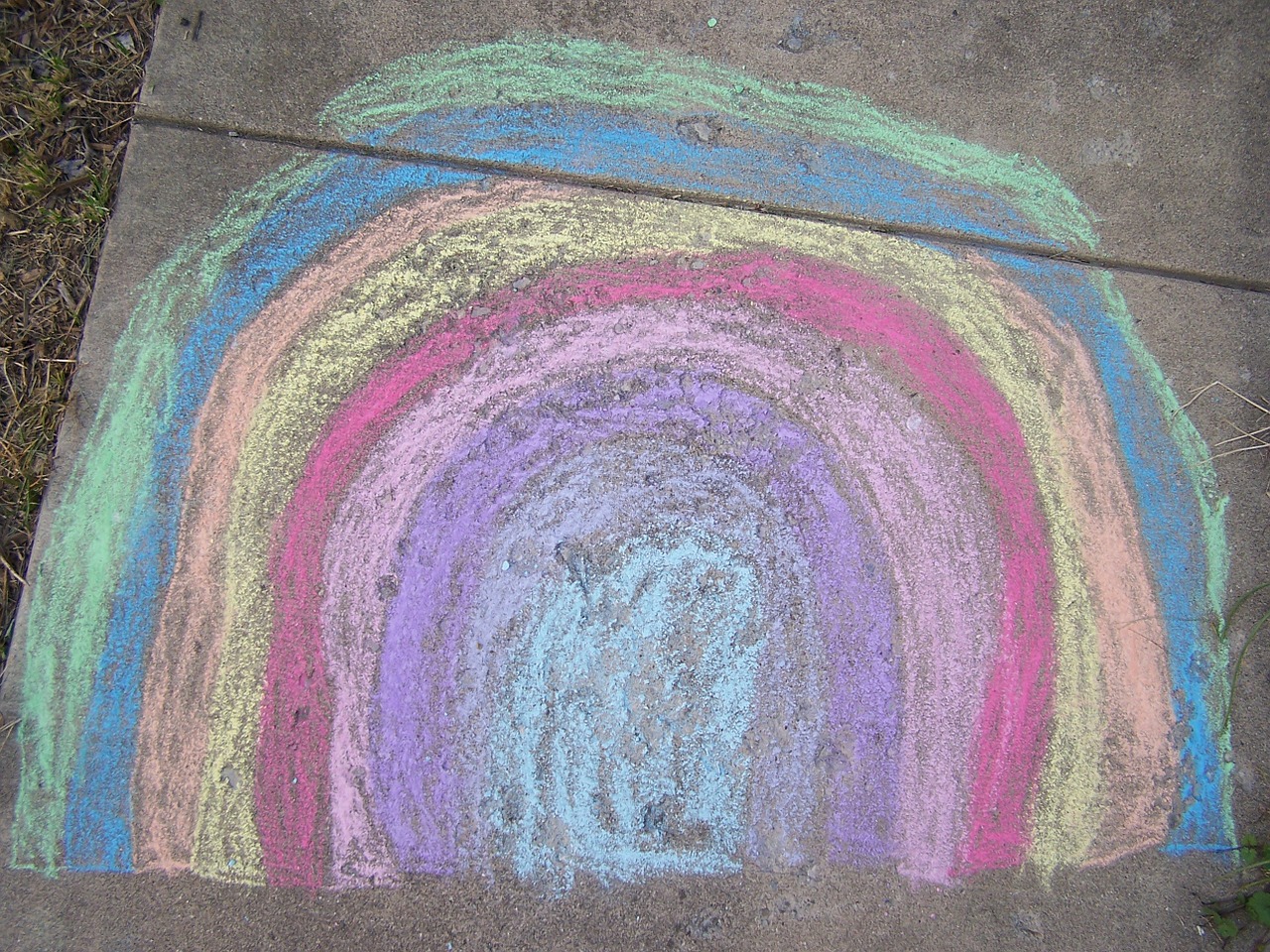 chalk sidewalk chalk rainbow free photo