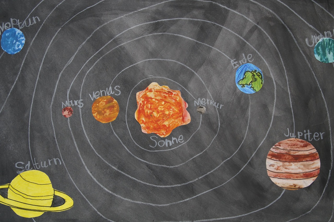 chalk drawing celestial body school material free photo