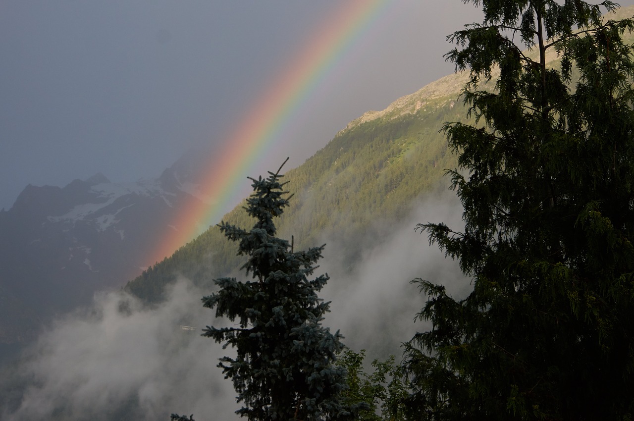 chamonix rainbow sky free photo