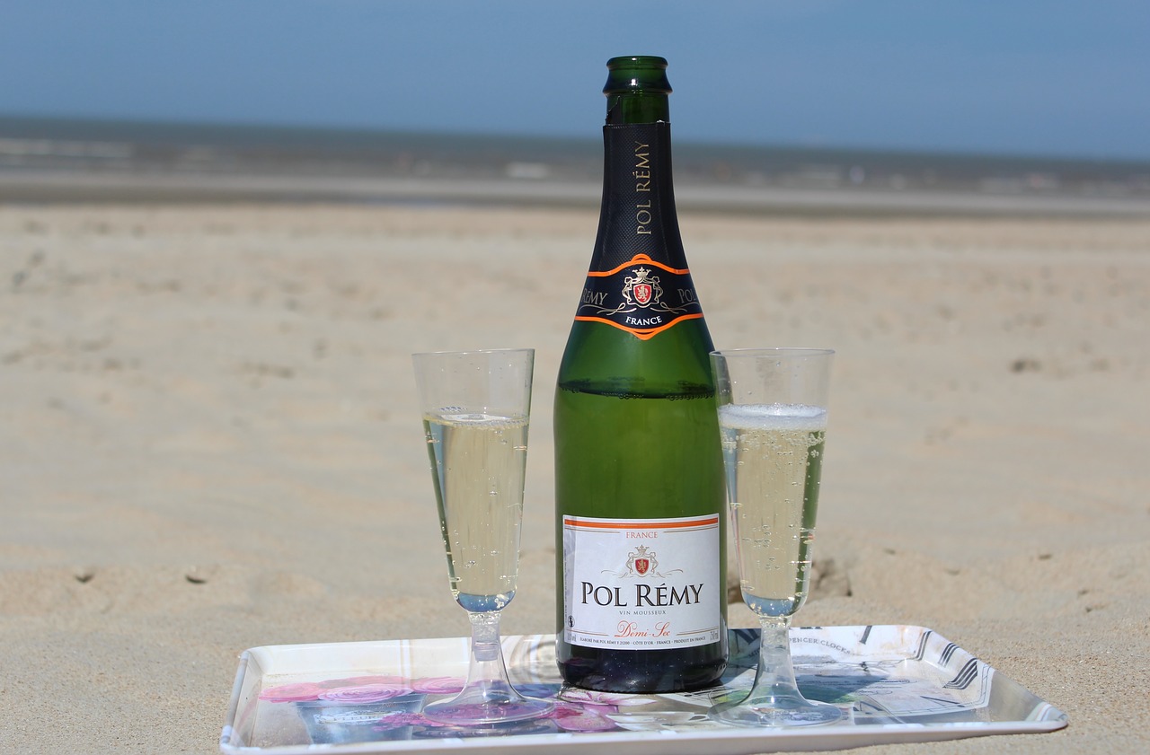 champagne sea bottle free photo