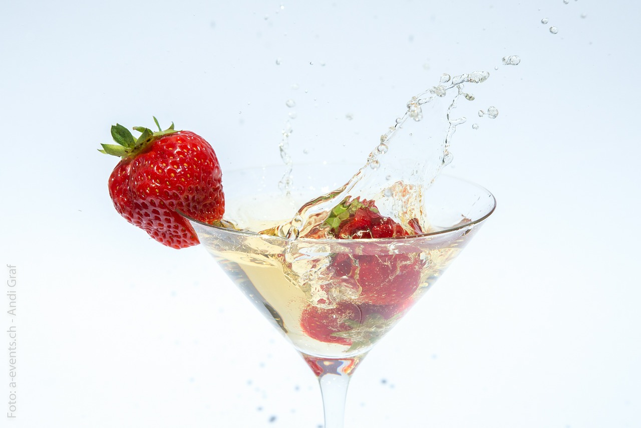 champagne strawberries glass free photo