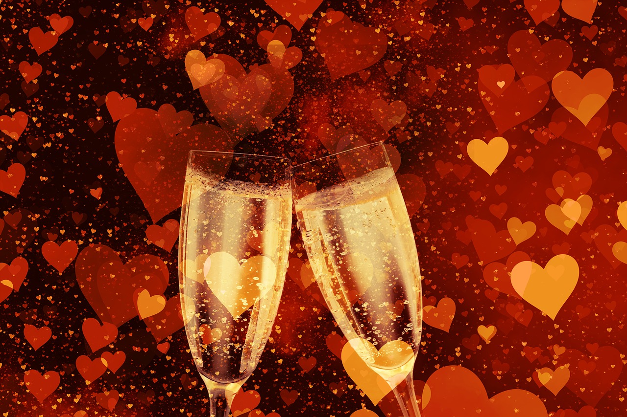 champagne  champagne glasses  heart free photo