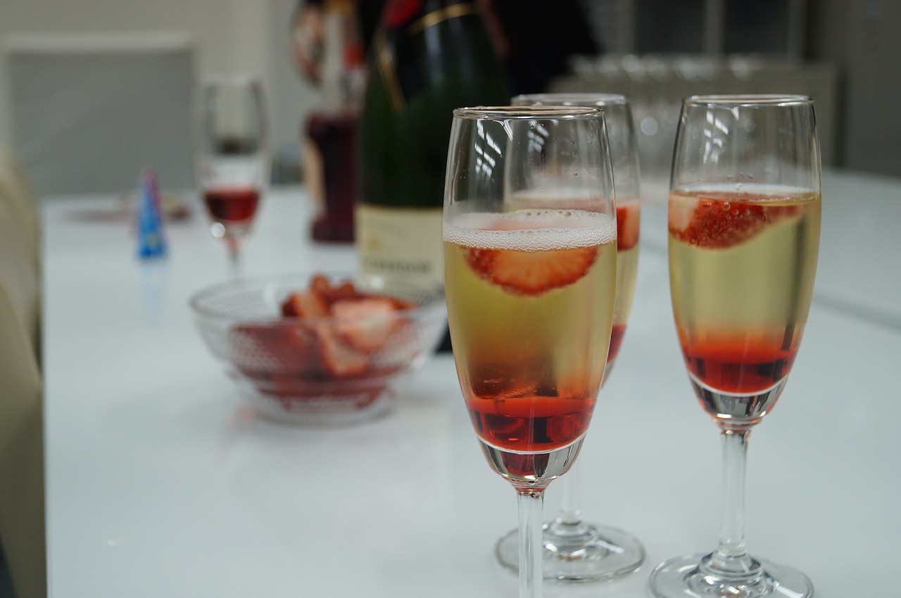 champagne party strawberry champagne free photo