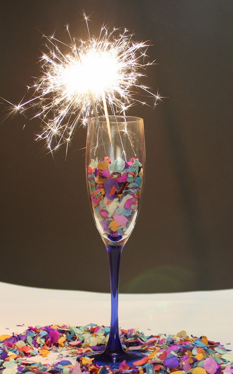champagne glass sparkler confetti free photo