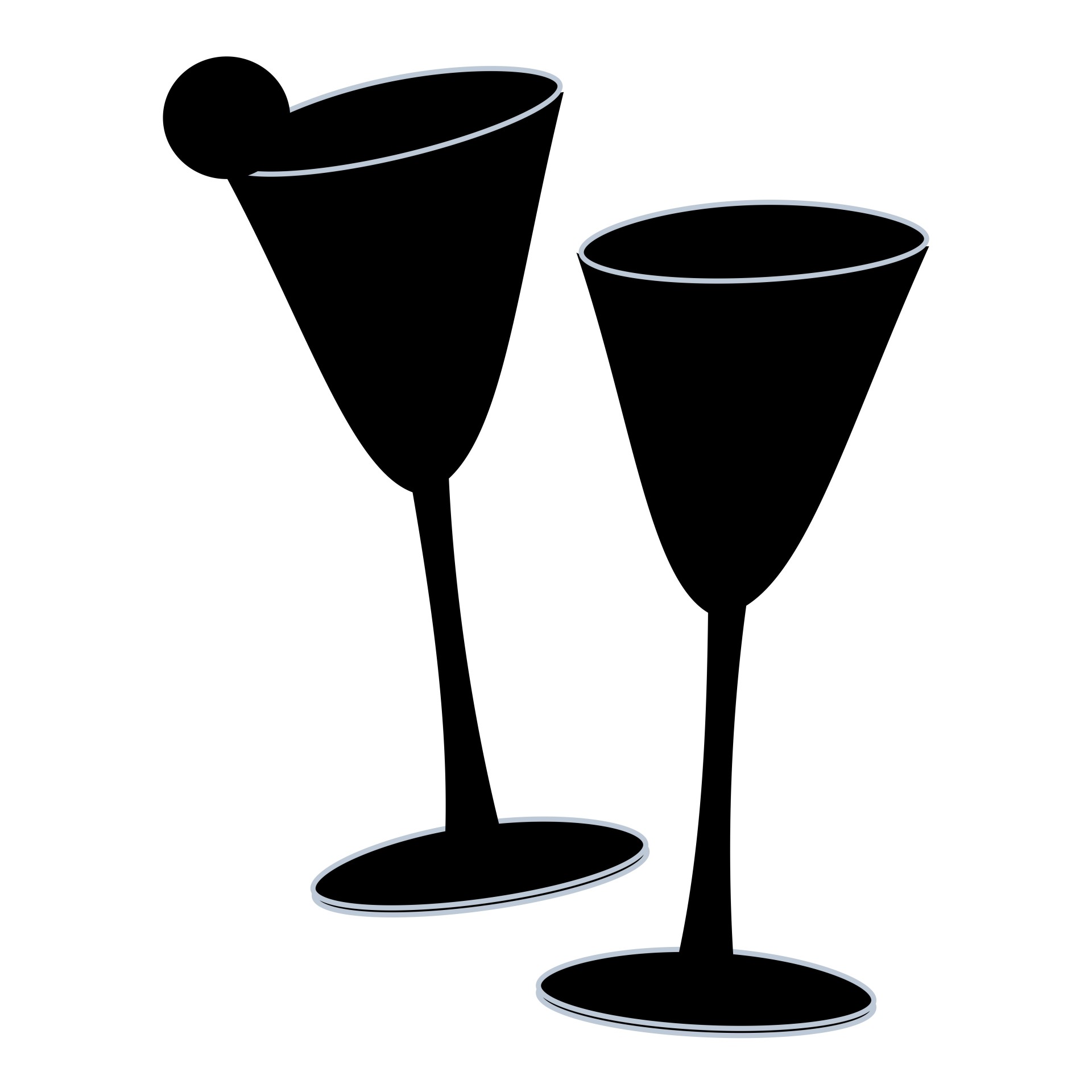 silhouette 2 glasses champagne free photo
